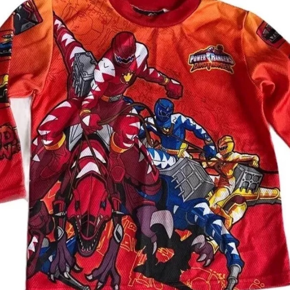 Vintage Power Rangers Dino Thunder Tee Jersey Boys S 5 6  2004 Shirt L/S